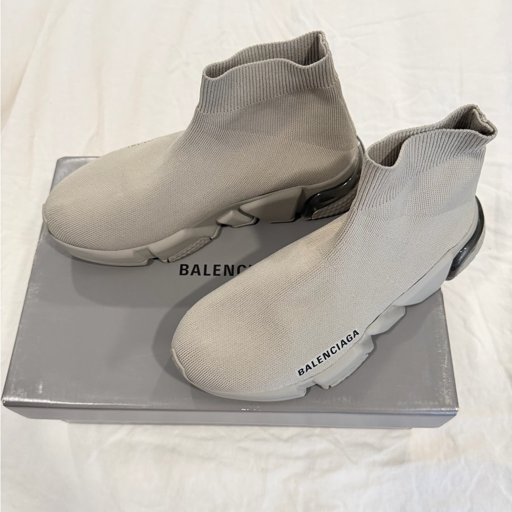 AUTHENTIC Balenciaga Taupe/Gray Sock Sneakers! Size 37 w original box & dustbag
